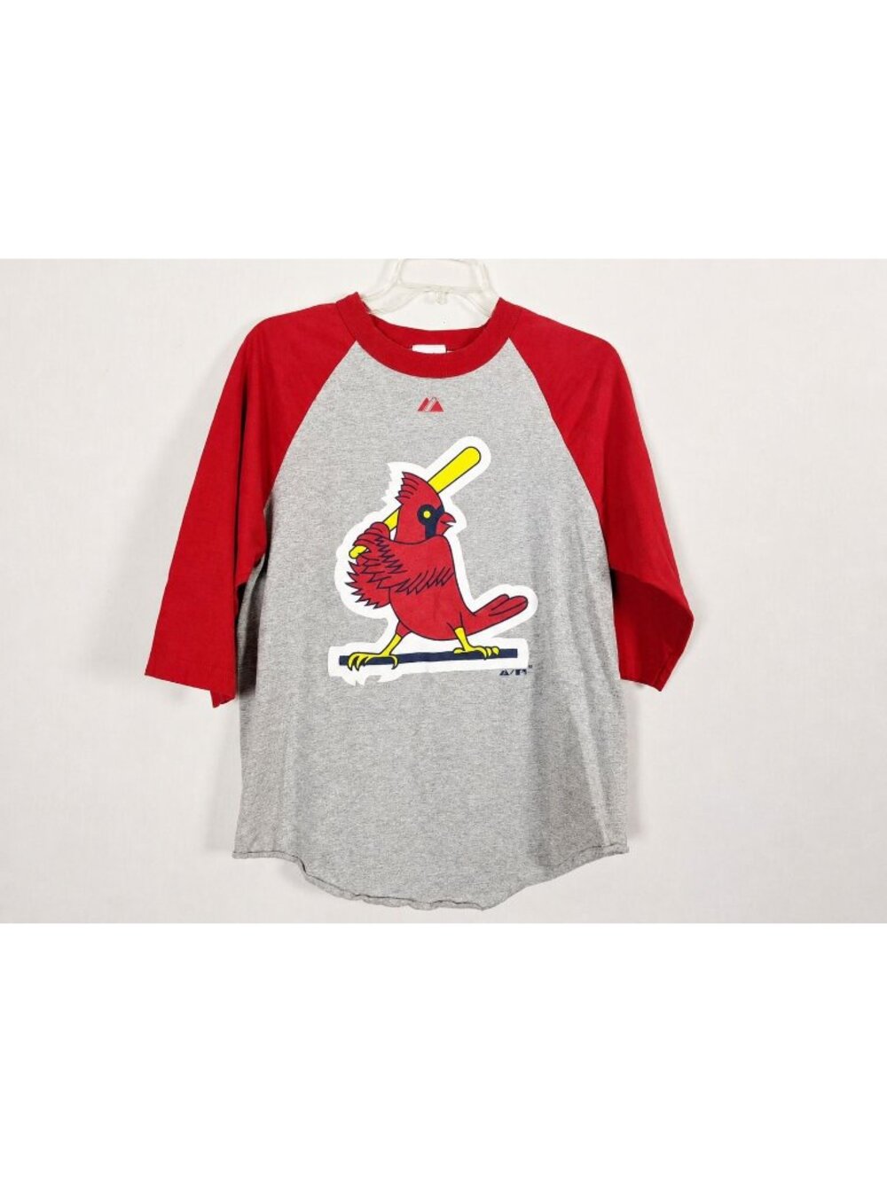 Majestic St. Louis Cardinals gray and red Reglan men shirt size M
